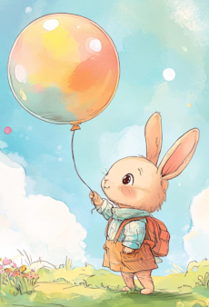 Hasenkind mit Luftballon (Deko)